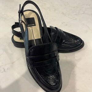 Dolce Vita Black Leather Slingback Penny Loafer Mules